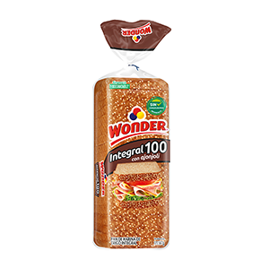 Pan integral 100 con ajonjolí Wonder 567g