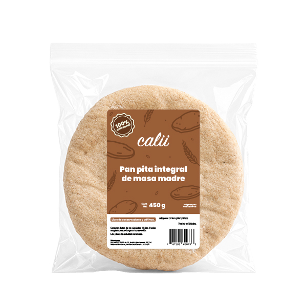 Pan pita integral artesanal de masa madre Calii 450g (5-pack) - 2