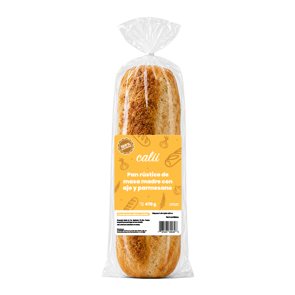 Pan rústico artesanal de masa madre con ajo y parmesano Calii 470g - 2