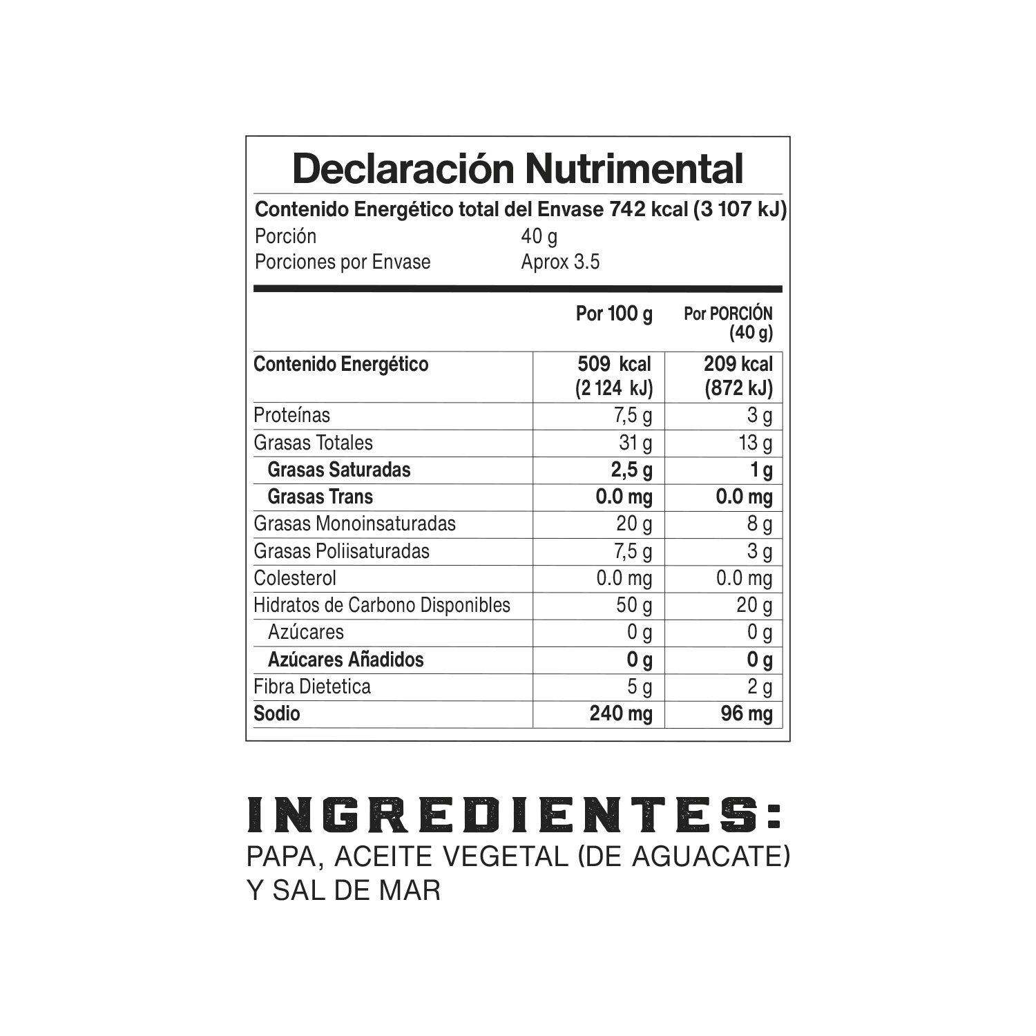 Papas con aceite de aguacate Zumitam 142g - 2