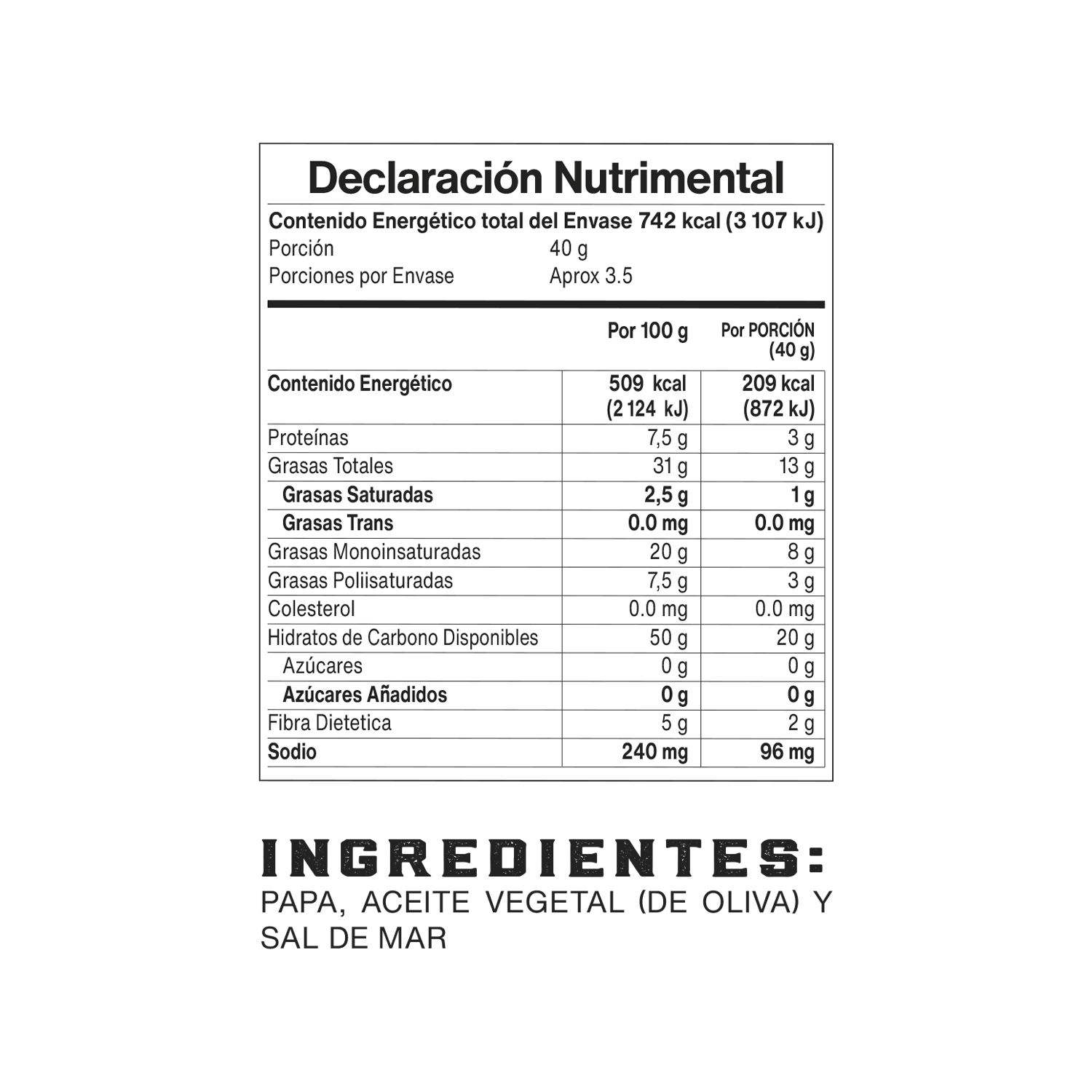 Papas con aceite de oliva Zumitam 142g - 2