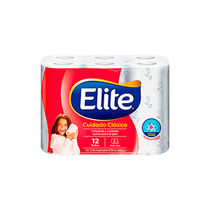 Papel higiénico cuidado clásico Elite 12pz