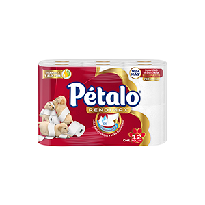 Papel higiénico rendimax Pétalo 12pz/320HD