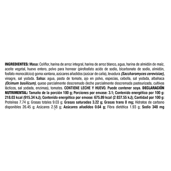 Pizza margarita base de coliflor sin gluten Caulipower 336g - 2