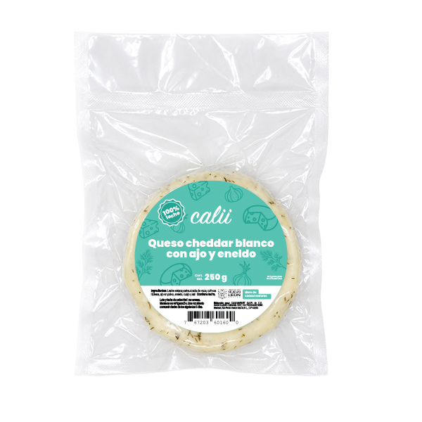 Queso cheddar blanco con ajo y eneldo Calii 250g - 2