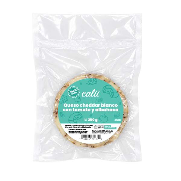 Queso cheddar blanco con tomate y albahaca Calii 250g - 2