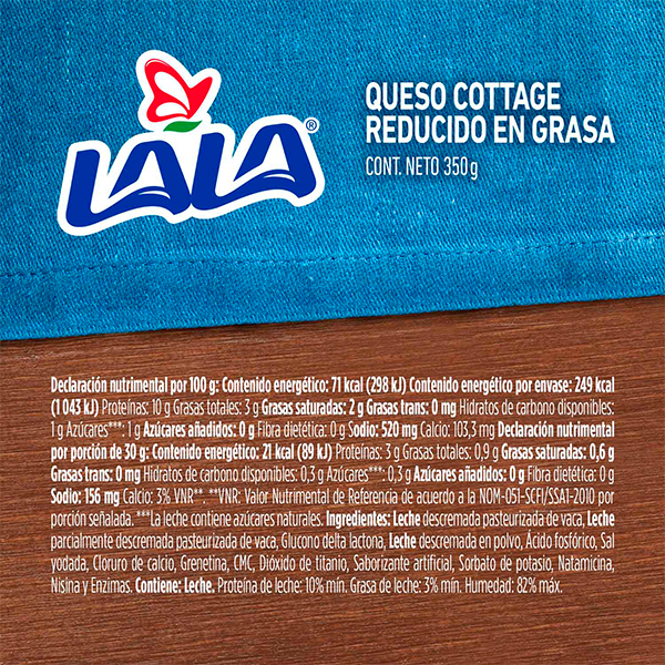 Queso cottage reducido en grasa LALA 350g - 2