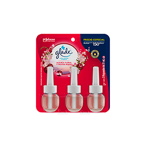 Repuestos de aromatizante líquido floral y frutos rojos Glade 3pz