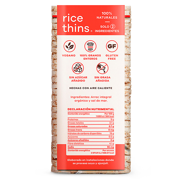 Rice cakes de arroz integral orgánico sin gluten Real Natural 130g - 2