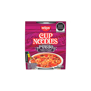 Sopa instantánea camarón fuego Nissin 64g