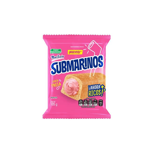 Submarinos sabor fresa Marinela 105g