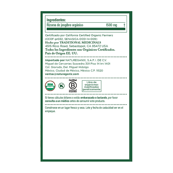 Té orgánico jengibre Traditional Medicinals 16pz - 2