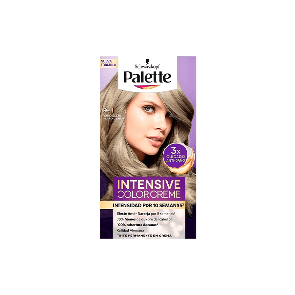 Tinte para el cabello 9-1 rubio extra claro cenizo Palette 50ml