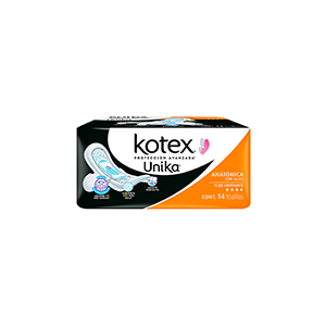Toalla íntima anatómica con alas Kotex Únika 14pz