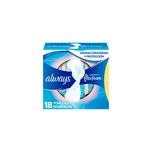 Toallas femeninas de día con alas flex foam Always Infinity 18pz