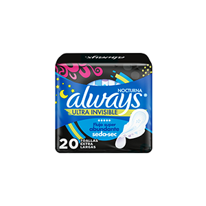 Toallas femeninas extra largas con alas noche ultra invisible Always 20pz