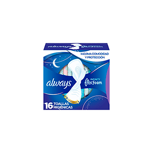 Toallas femeninas nocturnas con alas flex foam Always Infinity 16pz