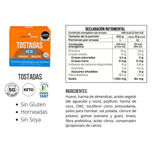 Tostadas horneadas keto Healthy Brand 100g - 2