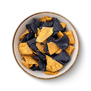 Totopos de maíz nixtamalizado amarillo y azul Calii 250g