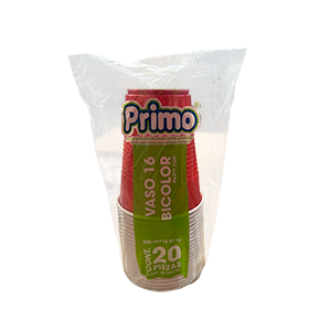 Vasos desechables biodegradables rojos 16oz Primo 20pz