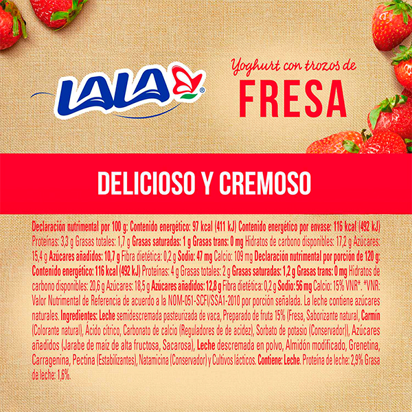 Yoghurt batido fresa LALA 120g - 2