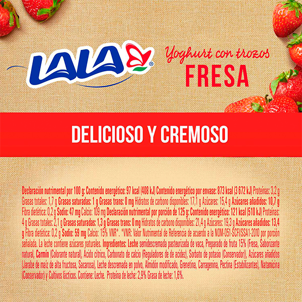 Yoghurt batido fresa LALA 900g - 2