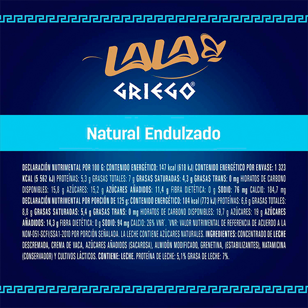 Yoghurt batido griego natural LALA 900g - 2