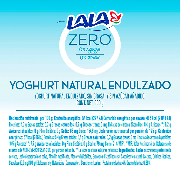 Yoghurt batido natural zero LALA 900g - 2