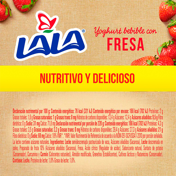 Yoghurt bebible fresa LALA 220g (6-pack) - 2