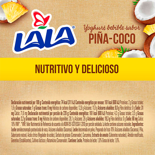 Yoghurt bebible piña coco LALA 220g - 2