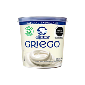 Yoghurt griego natural deslactosado sin grasa Alpura 750g